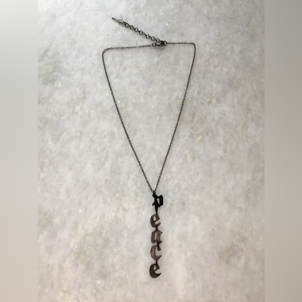 Peace Necklace Handcrafted Brass 16-18 inches long - Picture 6 of 16
